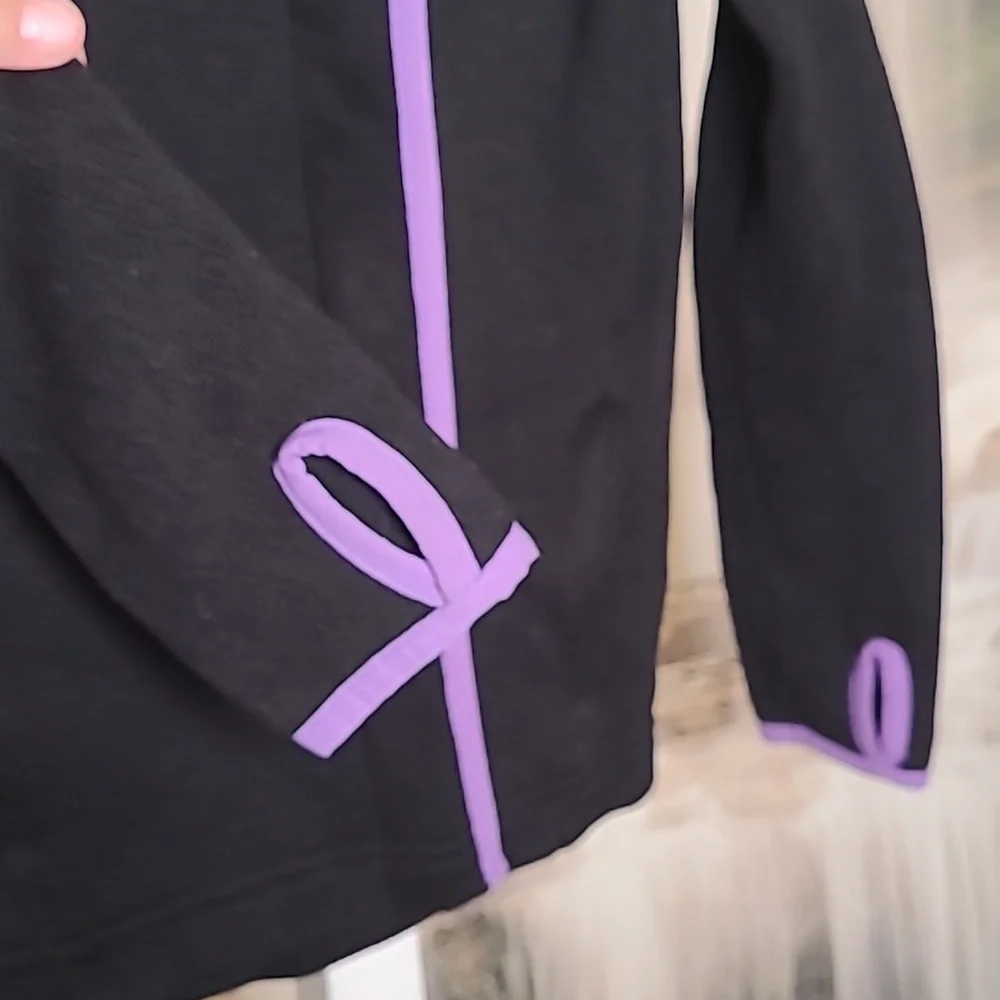 Old Navy Active Girls Medium 8 long sleeve zip up black purple sweatshirt